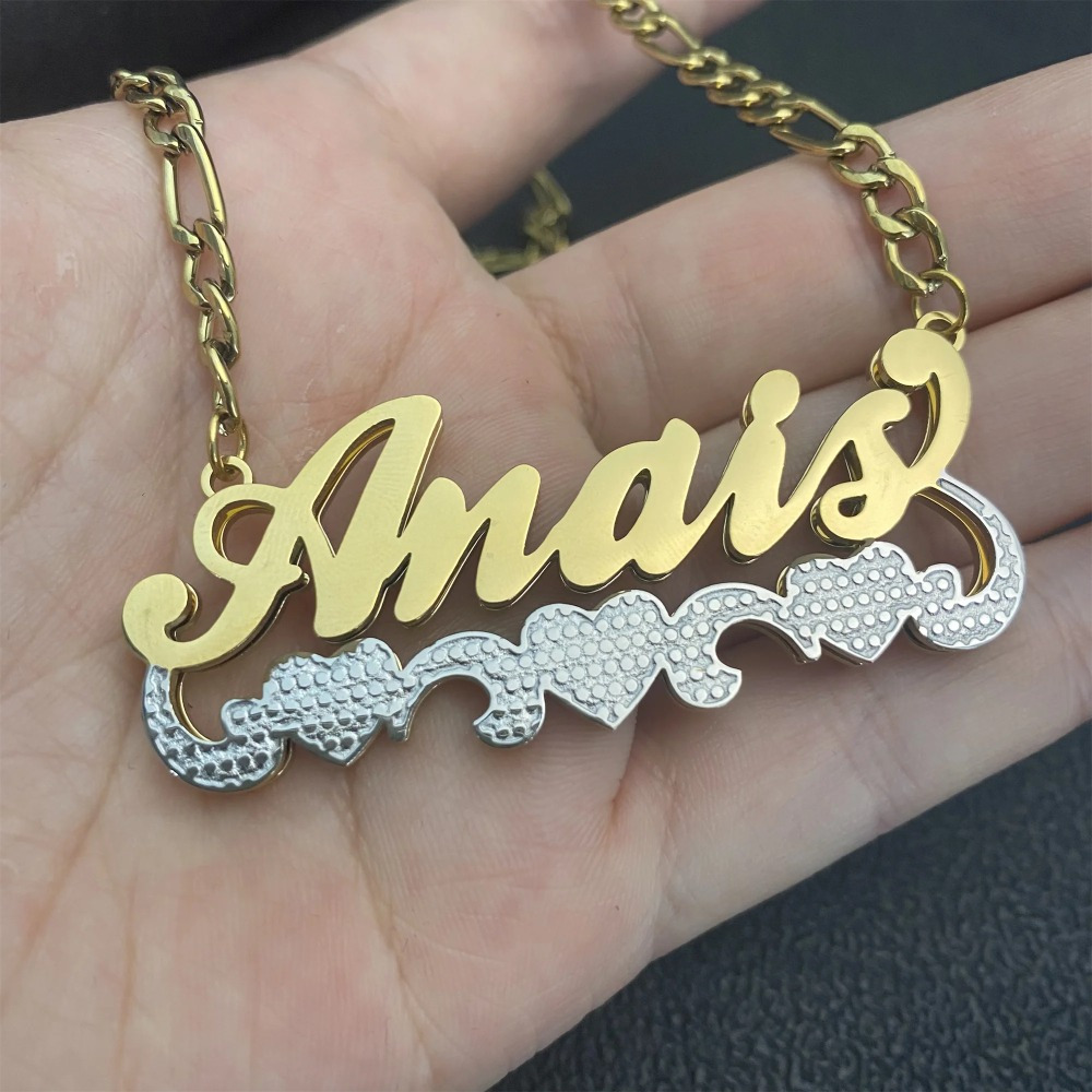 Personalized 18K Plated Stainless Steel Double Layer Name Necklace